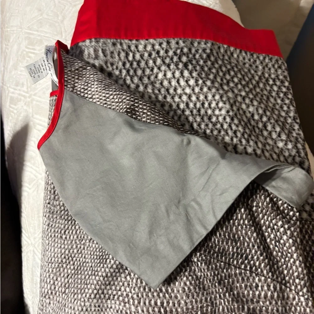 Kenneth Cole New York Gray Snake-Print Shift Dress with Red Trim - Picture 7 of 9